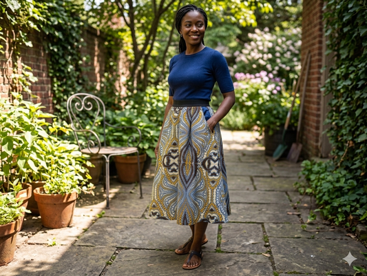 A-shape Skirt - with Pockets ! - Gold Pattern