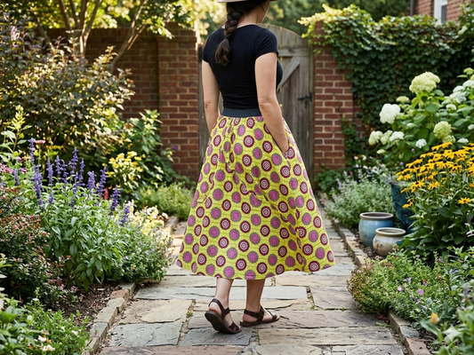 A-shape Skirt - with Pockets ! - Dots Yellow