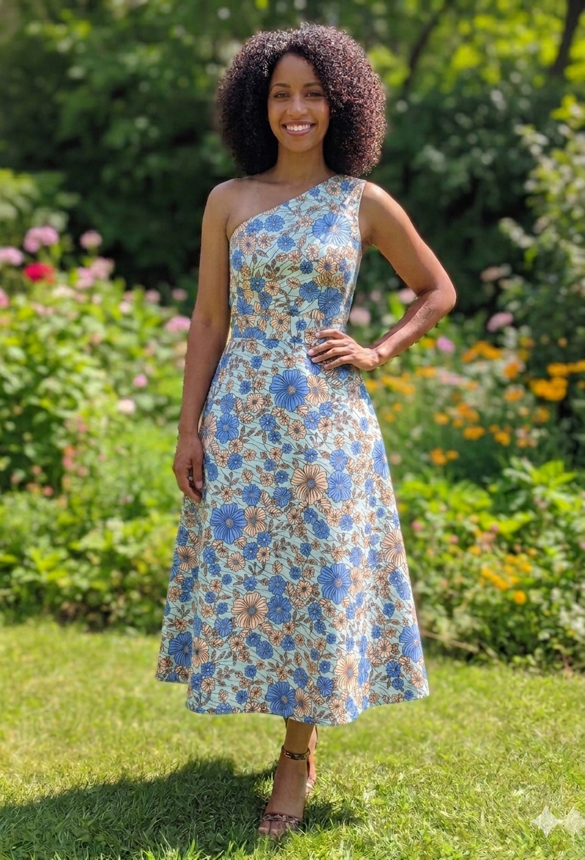 Wrap-Around Skirt Dress - White Flowers