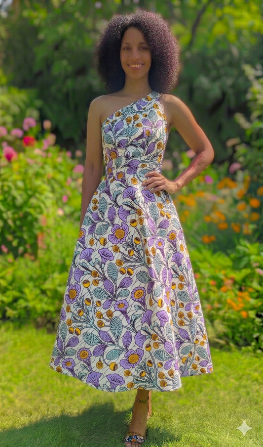 Wrap-Around Skirt Dress - Purple Leaves