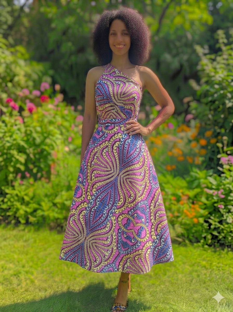 Robe-paréo - Motifs violets