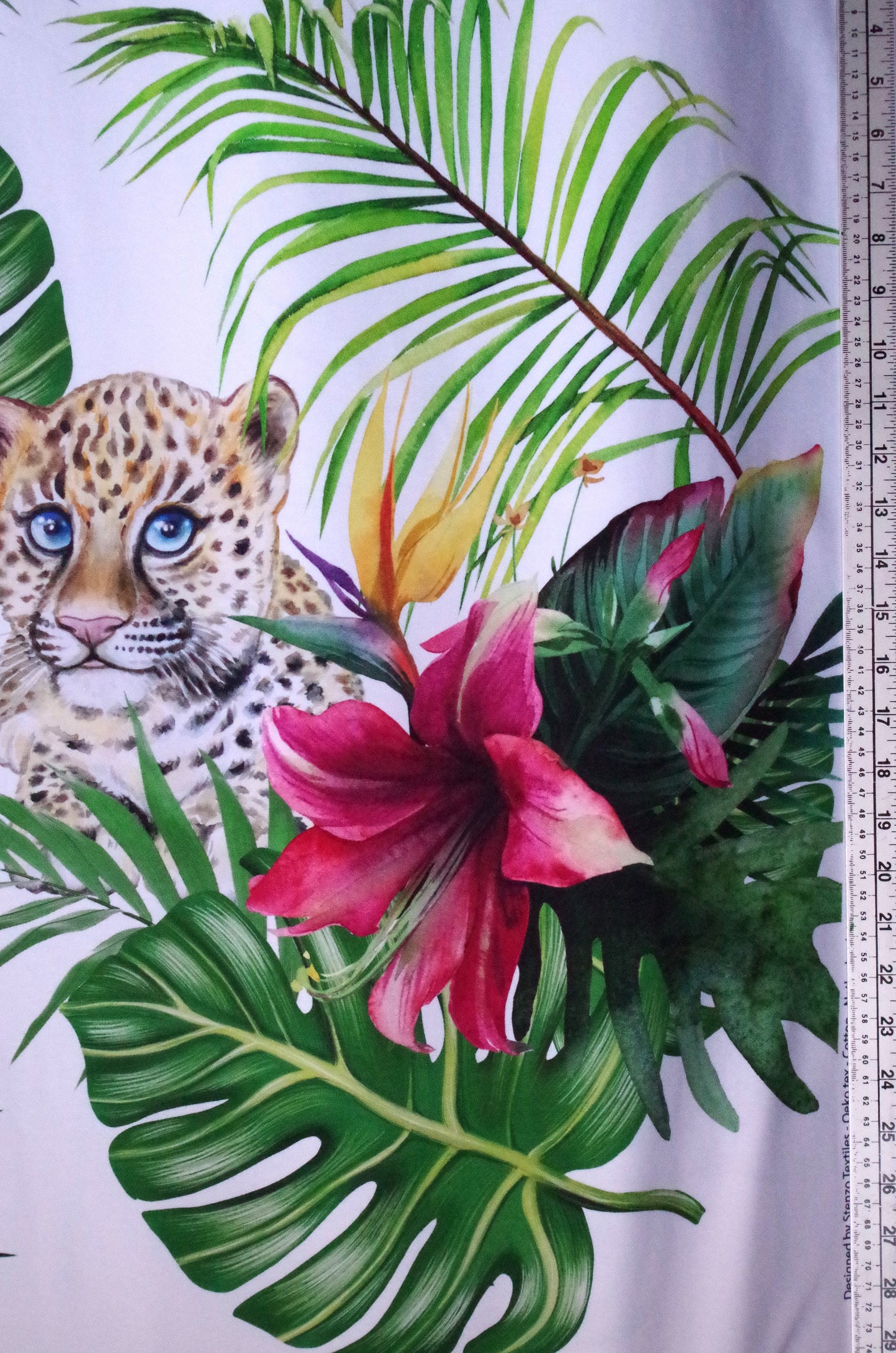 Panneau de tissu Stenzo 100 % coton Oeko-Tex - Guépard et zèbre sur fond blanc - 152 x 119 cm