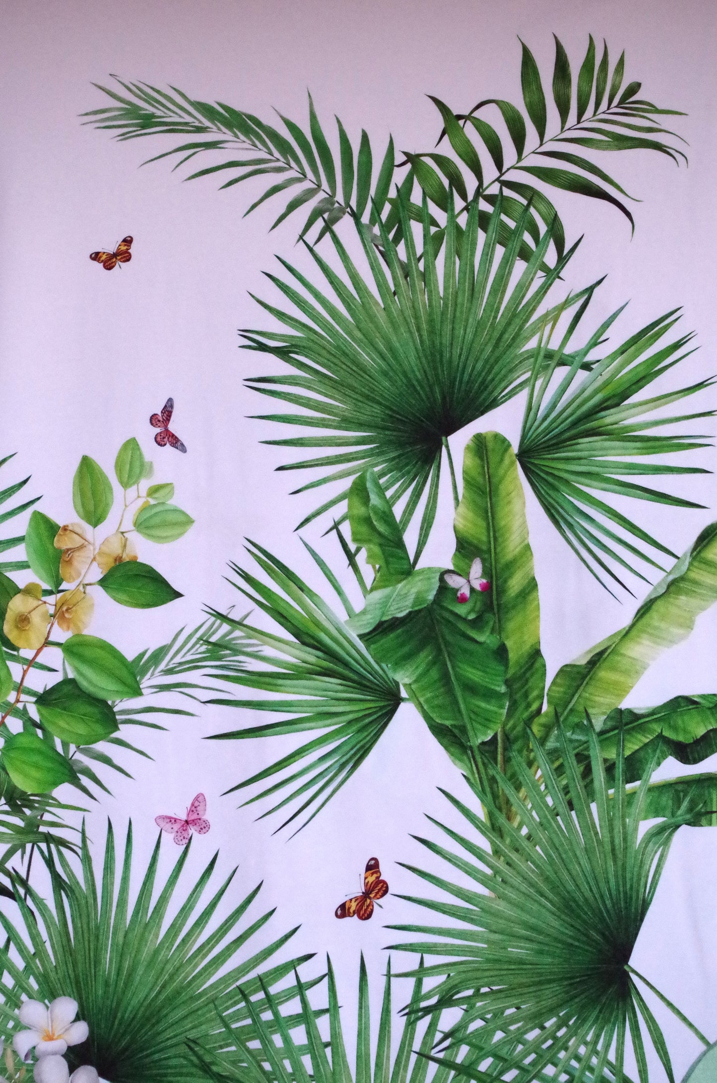 Panneau de tissu Stenzo 100 % coton Oeko-Tex - Girafe dans des feuilles sur fond blanc - 152 x 119 cm