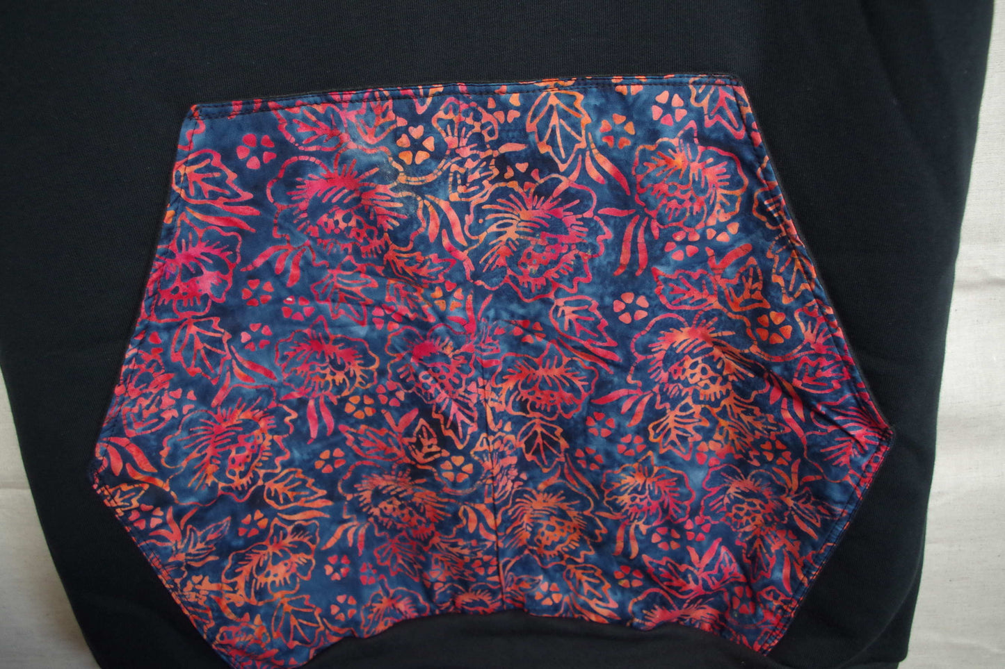 XL Black Batik Hoodie - Heavy Sweatshirt Cotton