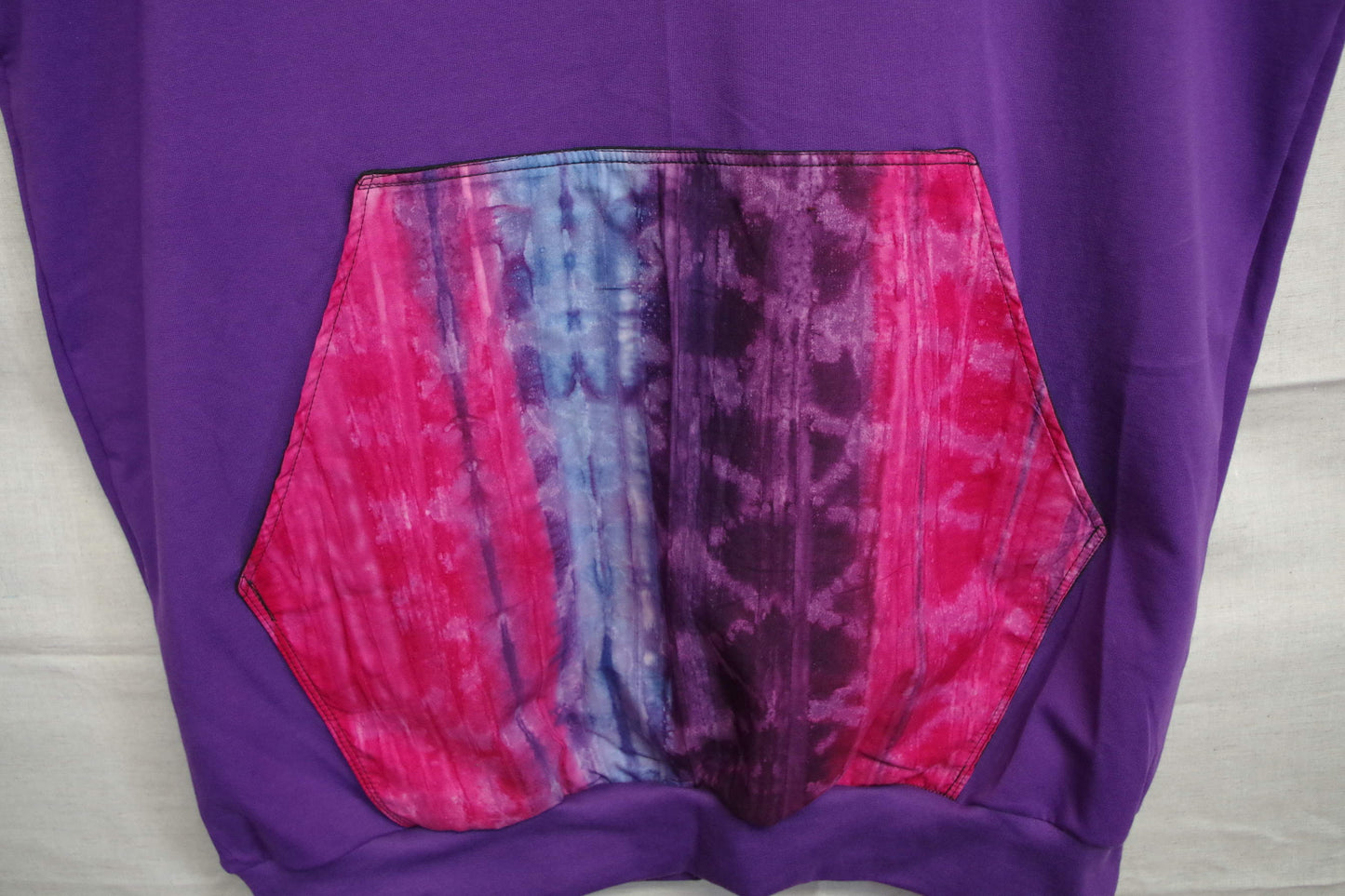 XL Purple Batik Hoodie - Light Brushed Cotton - Unique piece