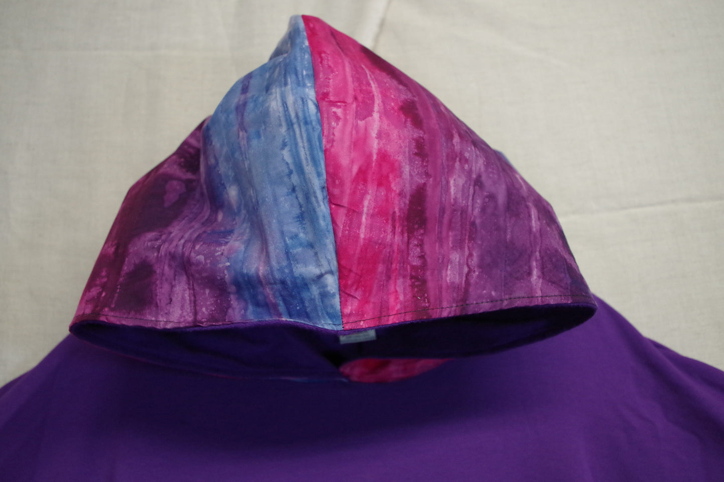 XL Purple Batik Hoodie - Light Brushed Cotton - Unique piece