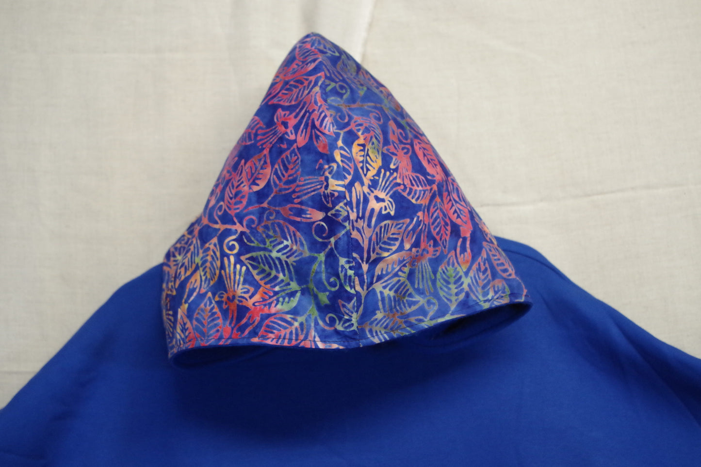 XL Blue Batik Hoodie - Heavy Sweatshirt Cotton