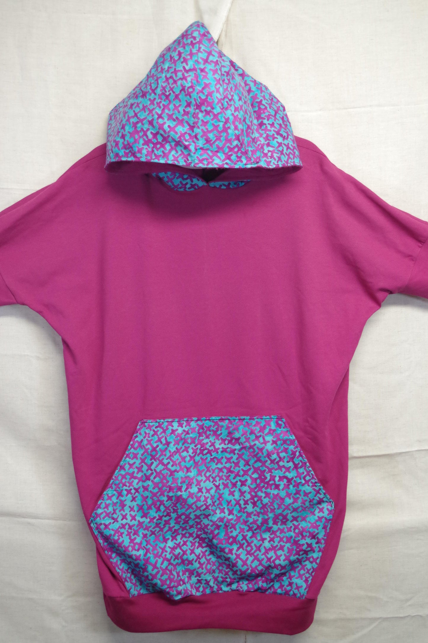 XL Pink X Batik Hoodie - Light Brushed Cotton - Unique piece