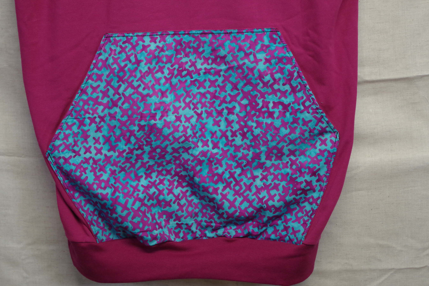 XL Pink X Batik Hoodie - Light Brushed Cotton - Unique piece