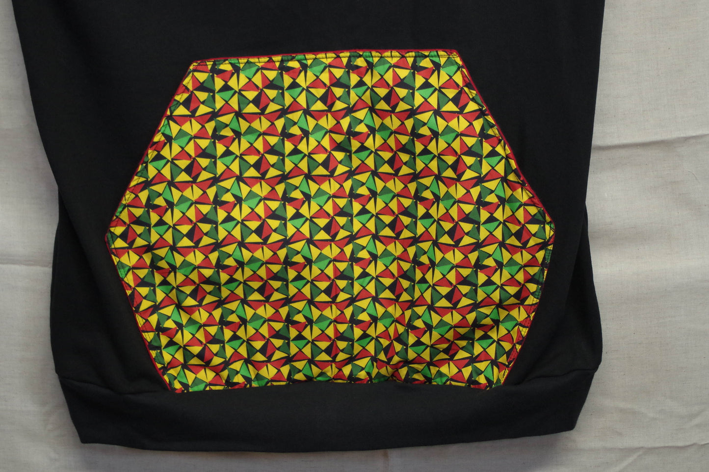 XL Black Rasta Color Hoodie - Heavy Sweatshirt Cotton