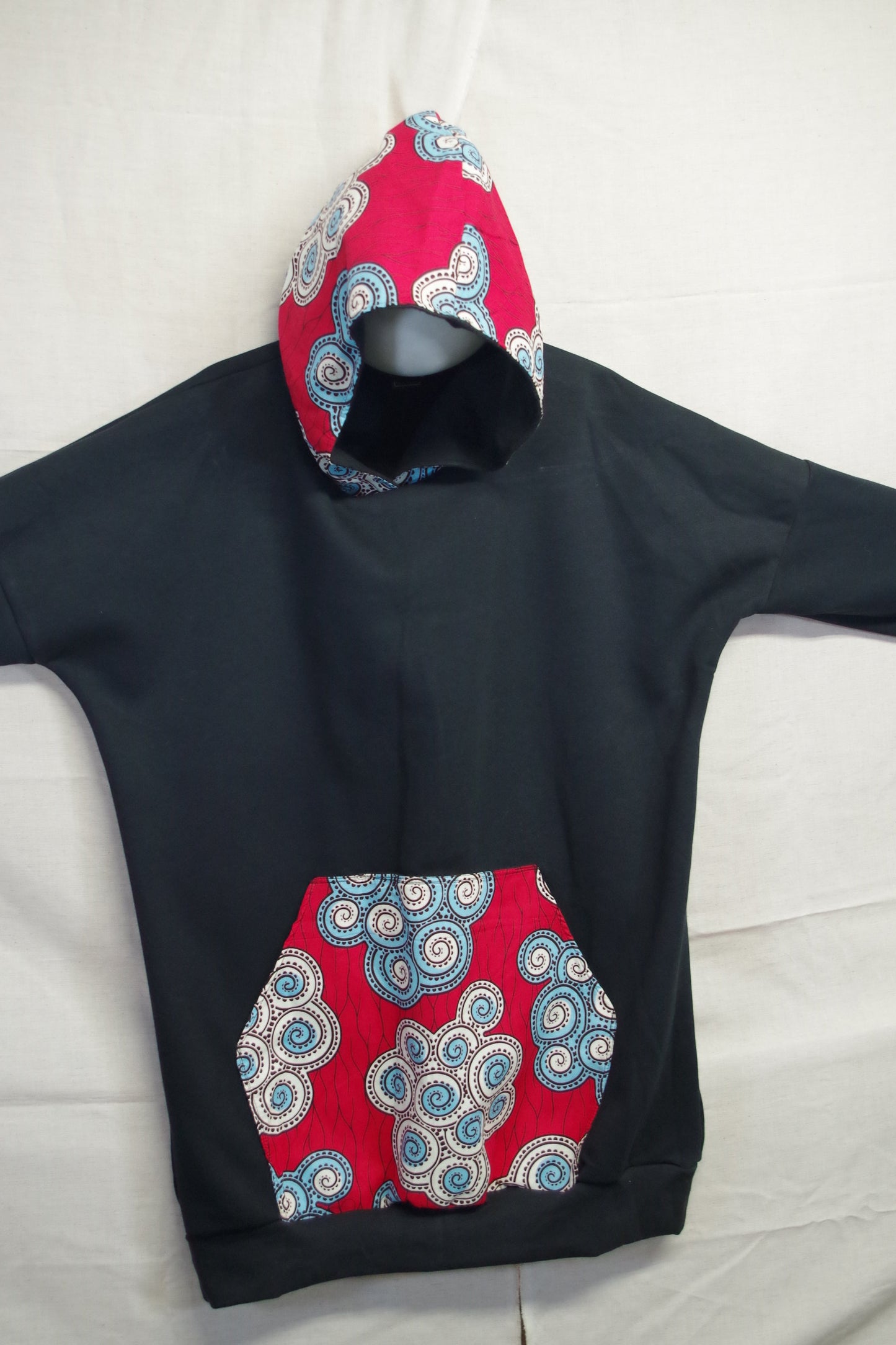 XL Red Cloud Long Hoodie- Heavy Sweatshirt Cotton