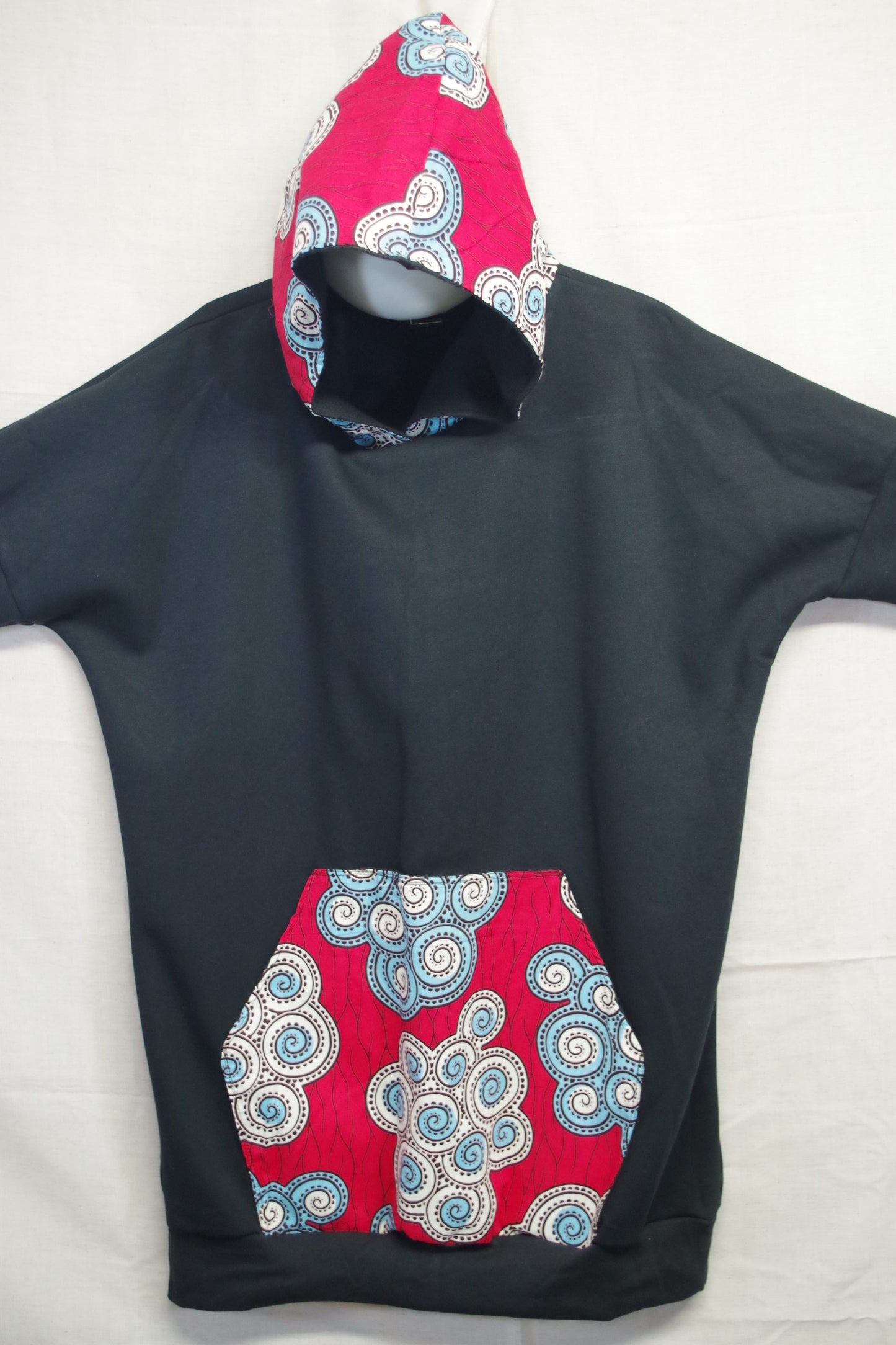 XL Red Cloud Long Hoodie- Heavy Sweatshirt Cotton