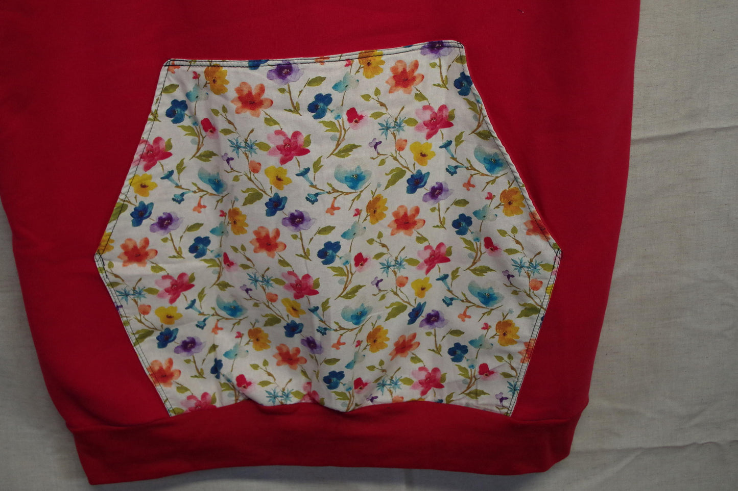 XL Red White Flower Hoodie - Heavy Sweatshirt Cotton