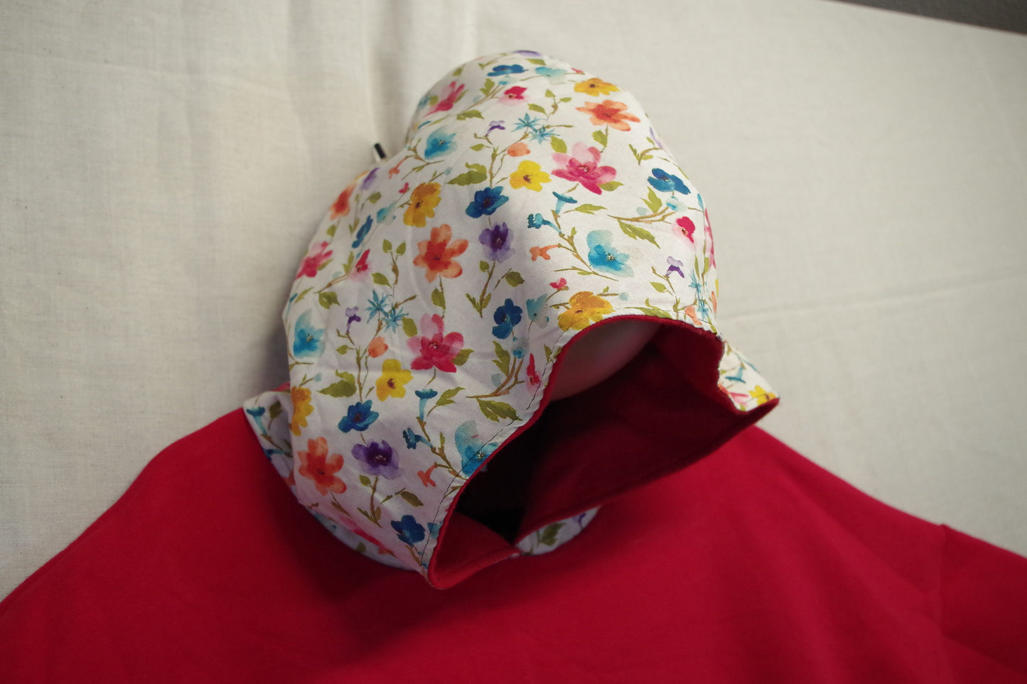 XL Red White Flower Hoodie - Heavy Sweatshirt Cotton