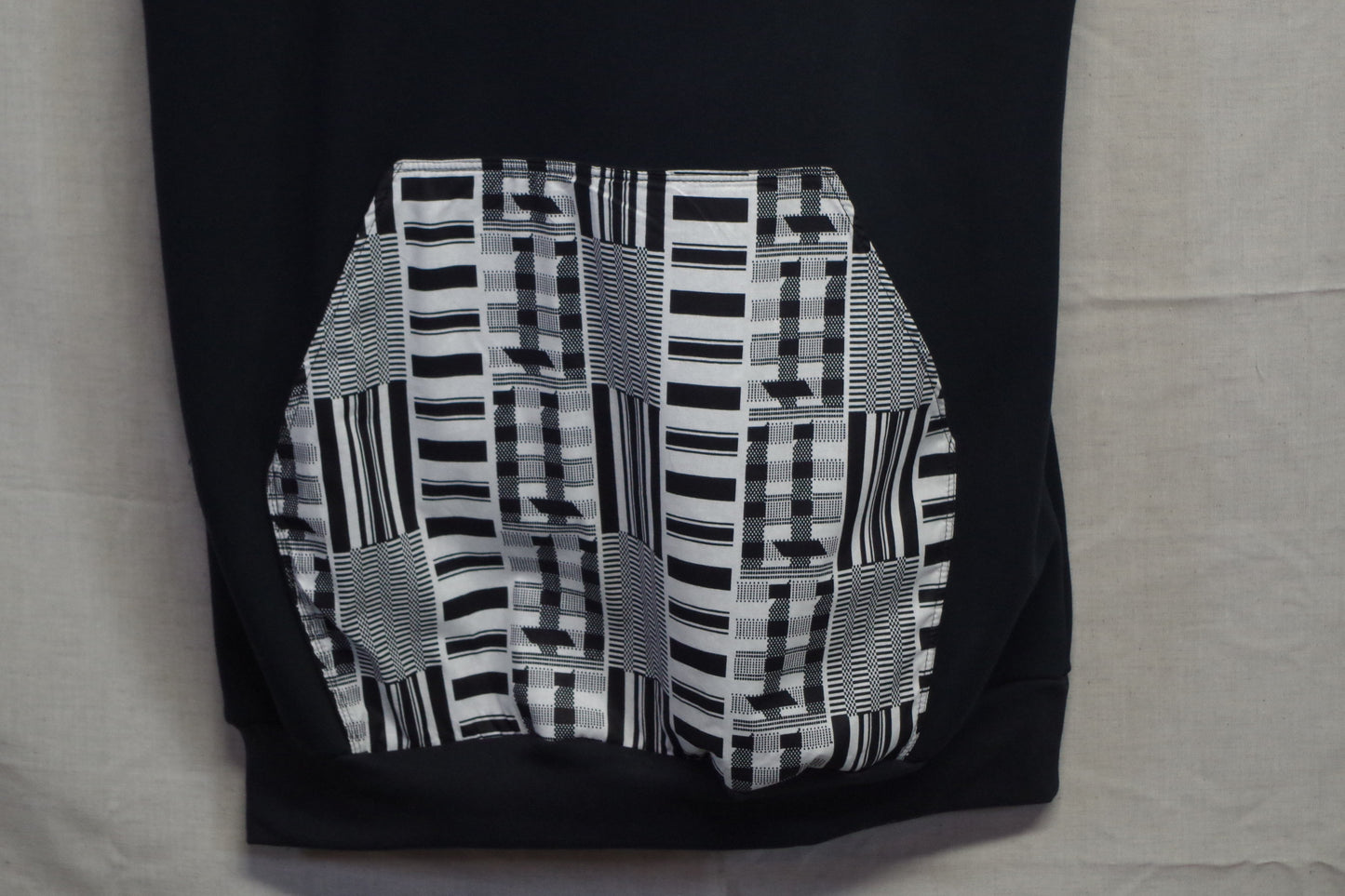 XL Black and White Long Hoodie- Heavy Sweatshirt Cotton