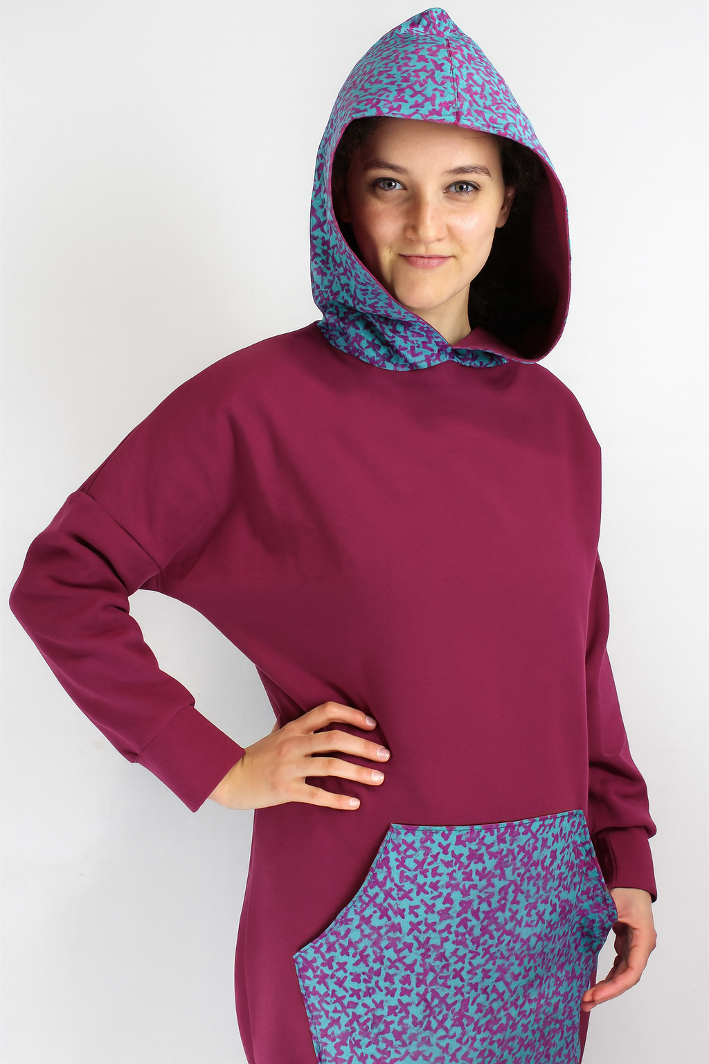 XL Pink X Batik Hoodie - Light Brushed Cotton - Unique piece