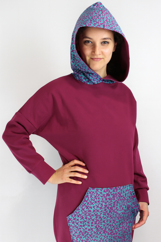 XL Pink X Batik Hoodie - Light Brushed Cotton - Unique piece