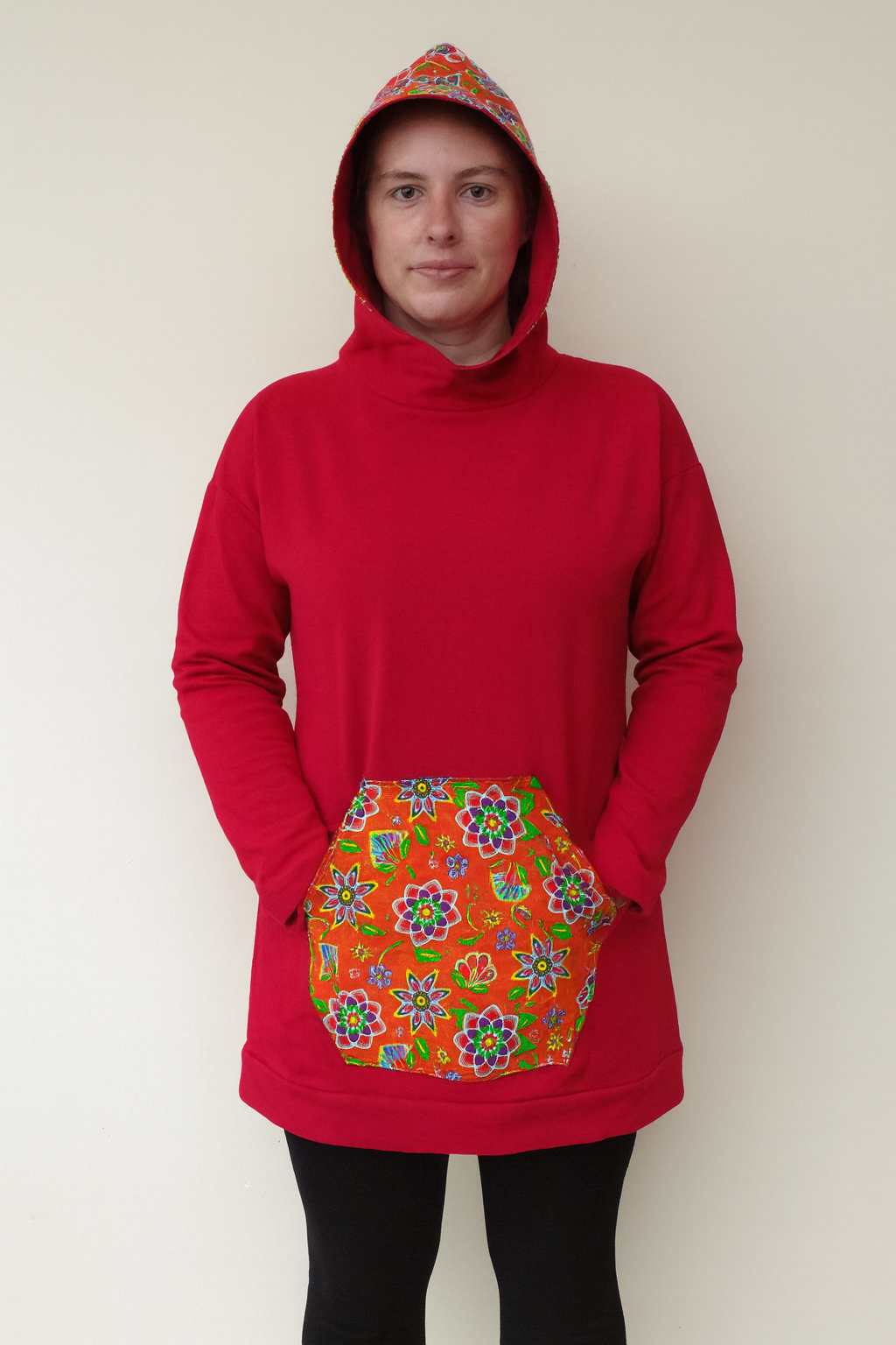 XL Red Orange Hoodie - Heavy Sweatshirt Cotton