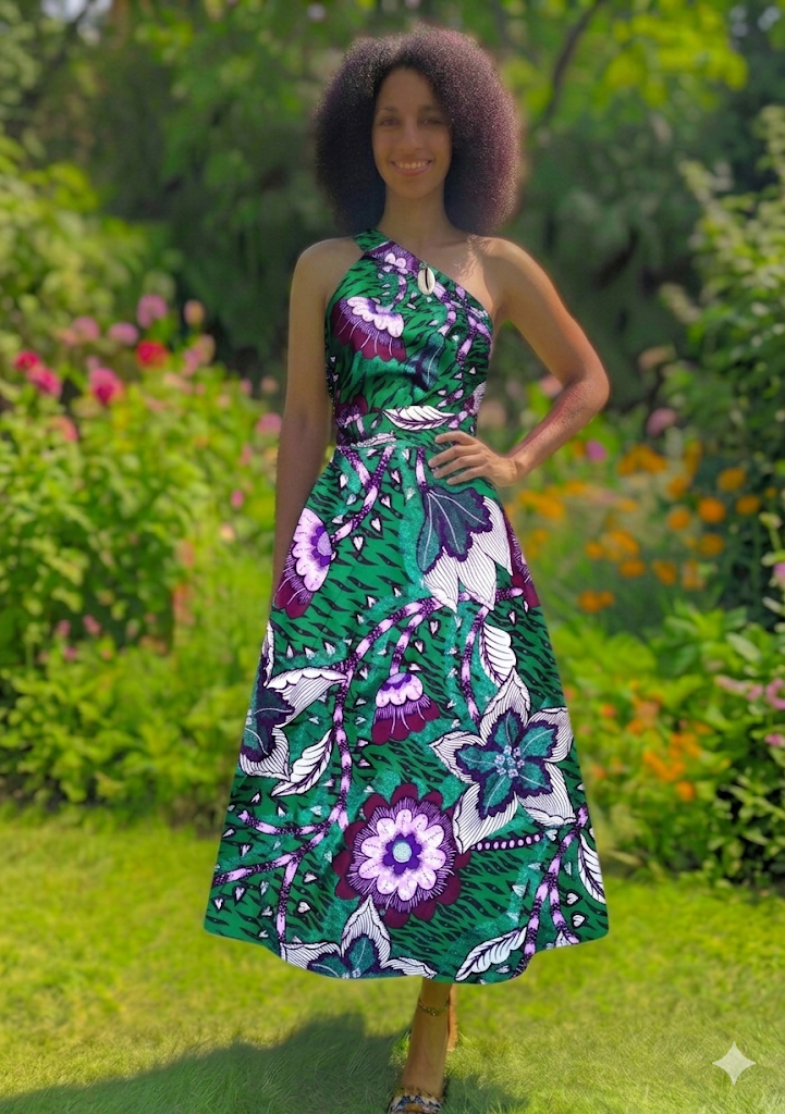 Wrap-Around Skirt Dress - Green Bouquet