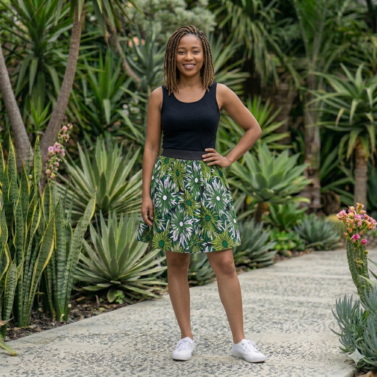 Short skirt with pockets! Green Bloom