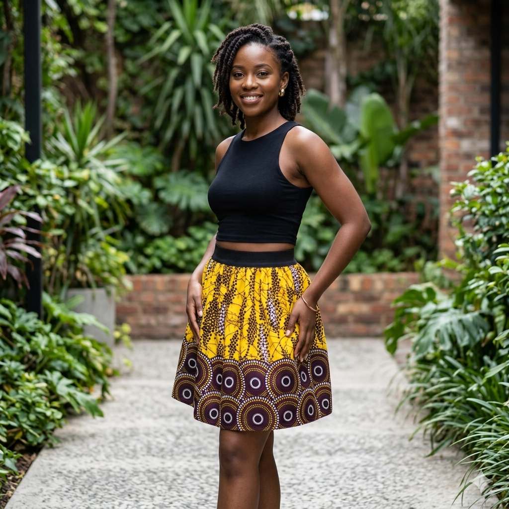 Short skirt with pockets! Disc Border