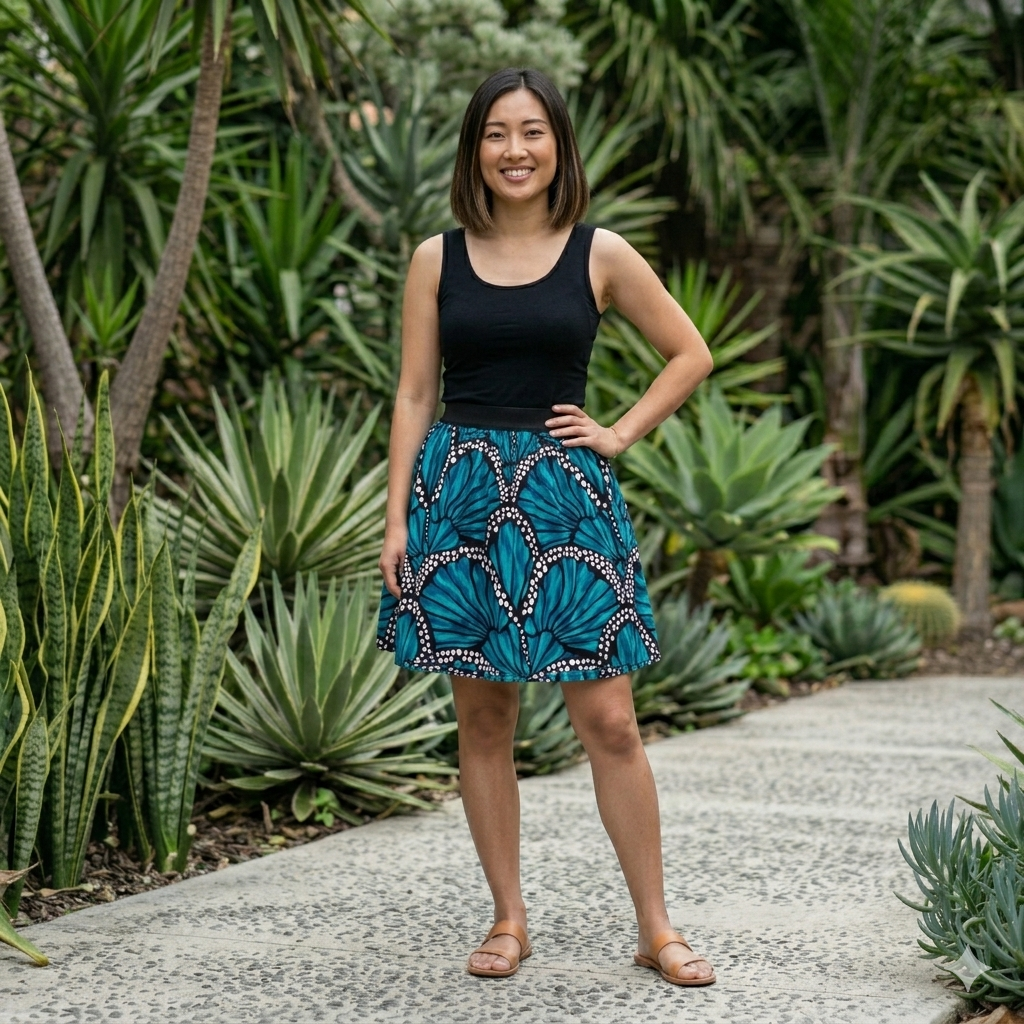 Short skirt with pockets! Turquoise Monarch